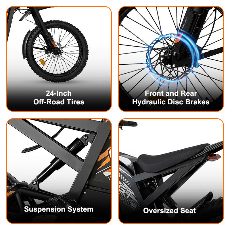 High-Speed 2000W Full Suspension Electric Dirt Bike 60V Lithium Battery Adult Off-Road Motorcycles with Brushless Motor
