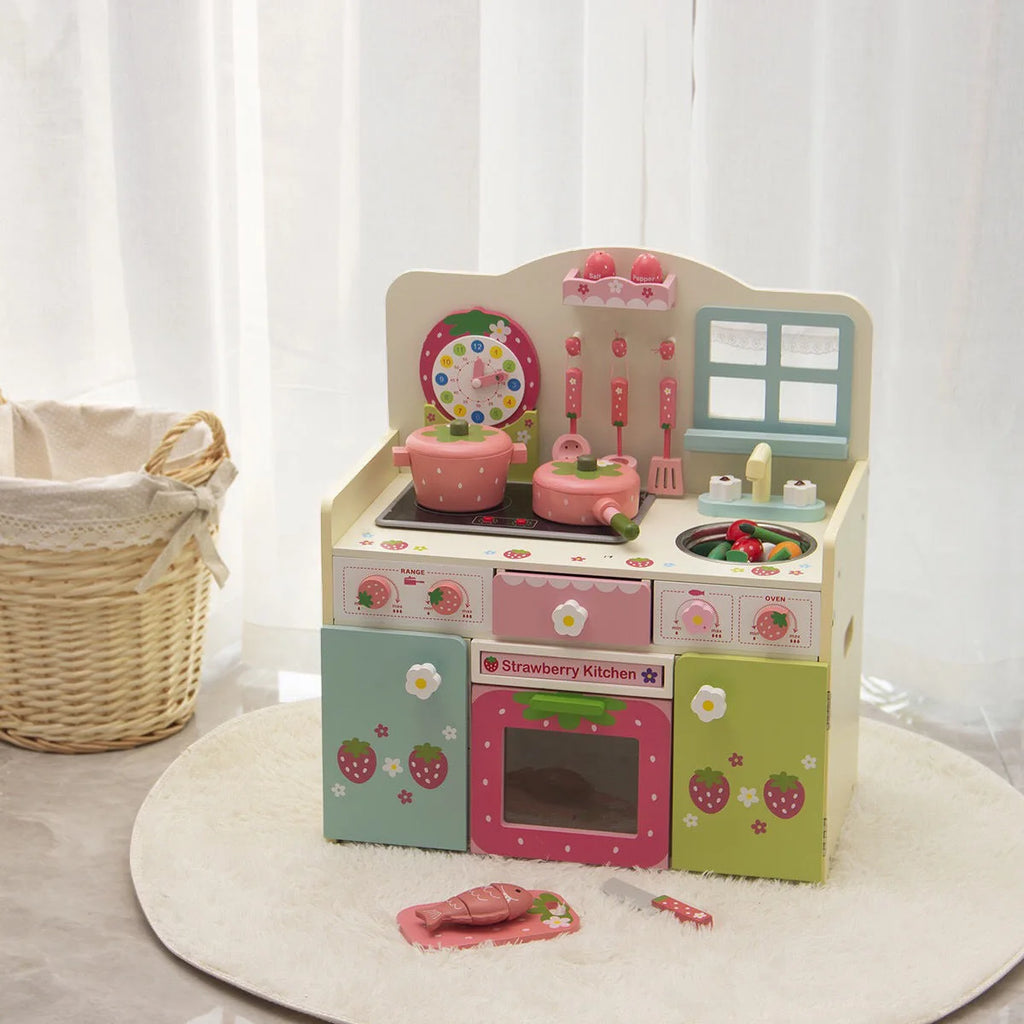 Kids Wooden Play Kitchen | Set Pretend Play 