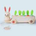 Wooden Children'S Educational Early Education Toy Creative 2 in 1 Pull Radish Rabbit Pull Cart Fruit Matching Toy Wholesale