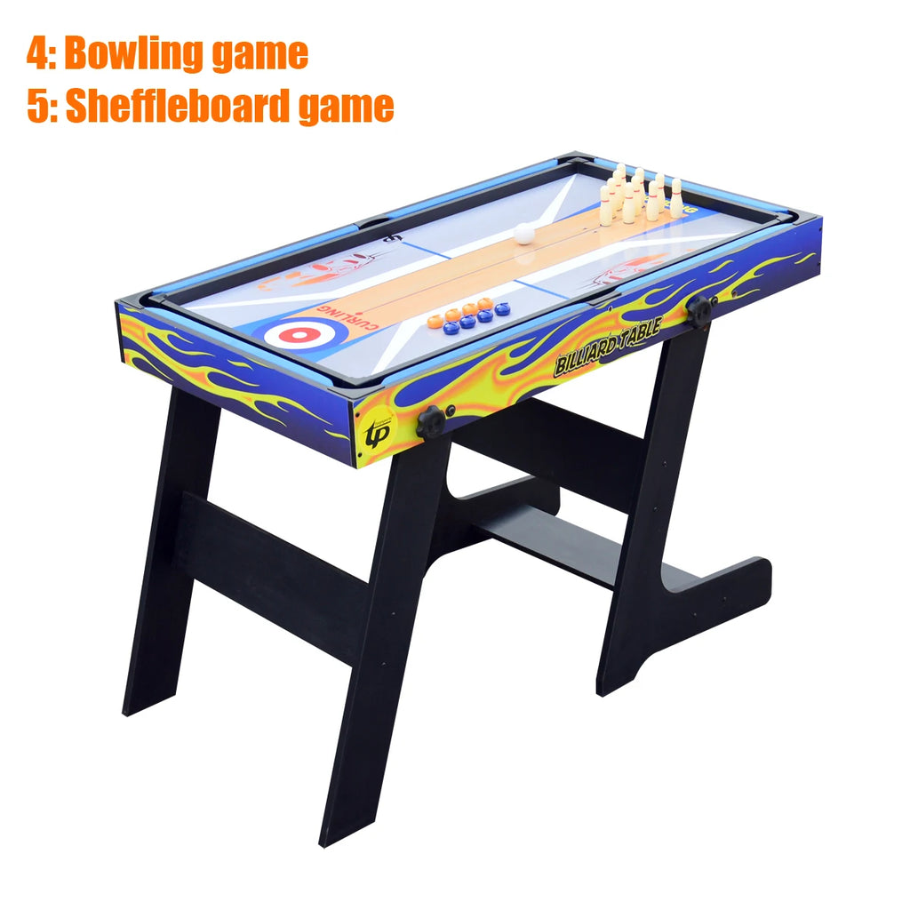 Folding 5-In-1 Multi Game Table, Standing Multi Function Game Table with Pool, Shuffleboard, Table Tennis Soccer Bowling 