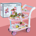 Deluxe Wooden Pretend Play Ice Cream Cake Cutting Set & Medical Trolley Simulation Kitchen Doctor Toy