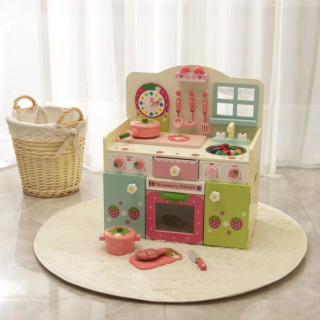 Kids Wooden Play Kitchen | Set Pretend Play 