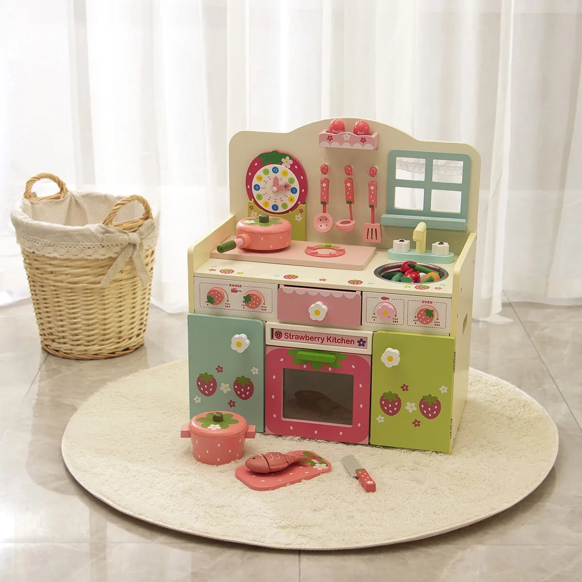 Kids Wooden Play Kitchen | Set Pretend Play 