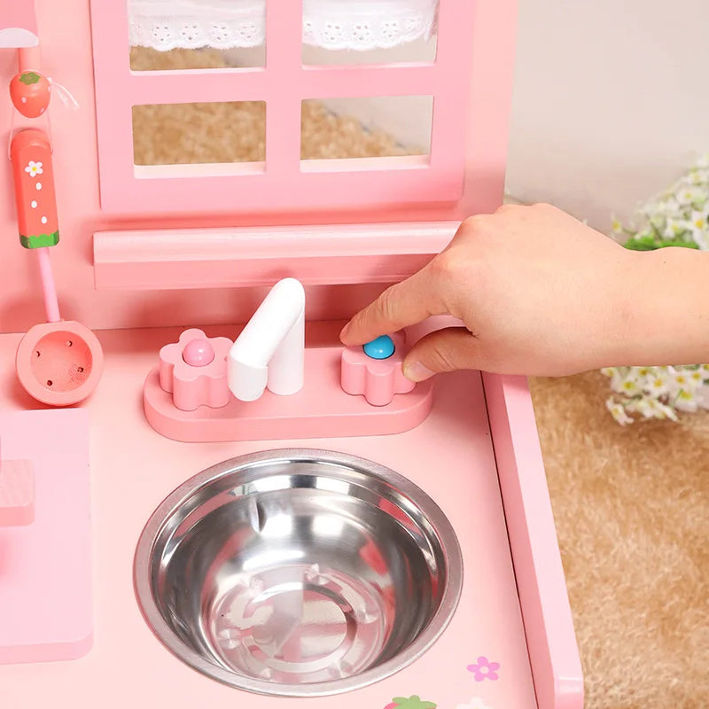Kids Wooden Play Kitchen | Set Pretend Play 