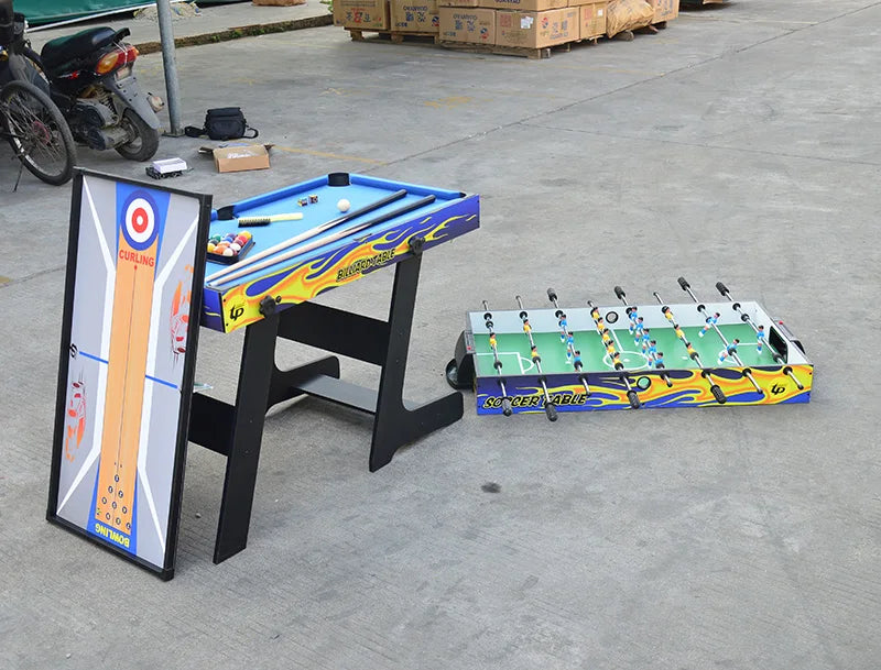 Folding 5-In-1 Multi Game Table, Standing Multi Function Game Table with Pool, Shuffleboard, Table Tennis Soccer Bowling 