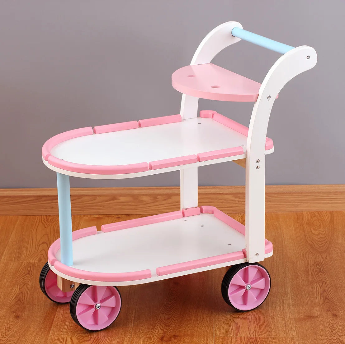 Deluxe Wooden Pretend Play Ice Cream Cake Cutting Set & Medical Trolley Simulation Kitchen Doctor Toy