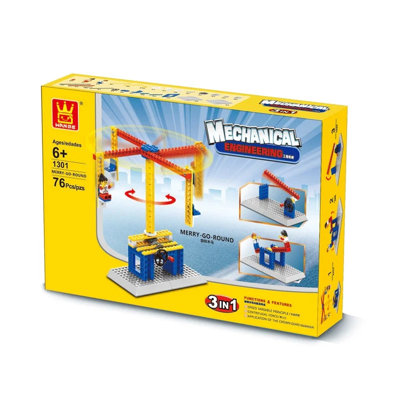 76Pcs/Set Machinery Blocks Electric Toys Carrousel Plastic Model Kits Building Toys Blocks Bricks Kids DIY Toys Compatible Gifts