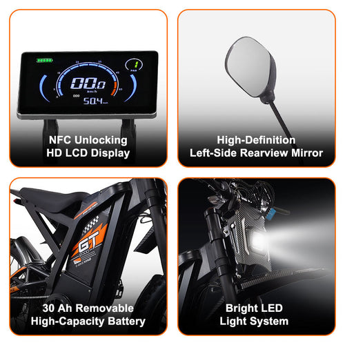 High-Speed 2000W Full Suspension Electric Dirt Bike 60V Lithium Battery Adult Off-Road Motorcycles with Brushless Motor
