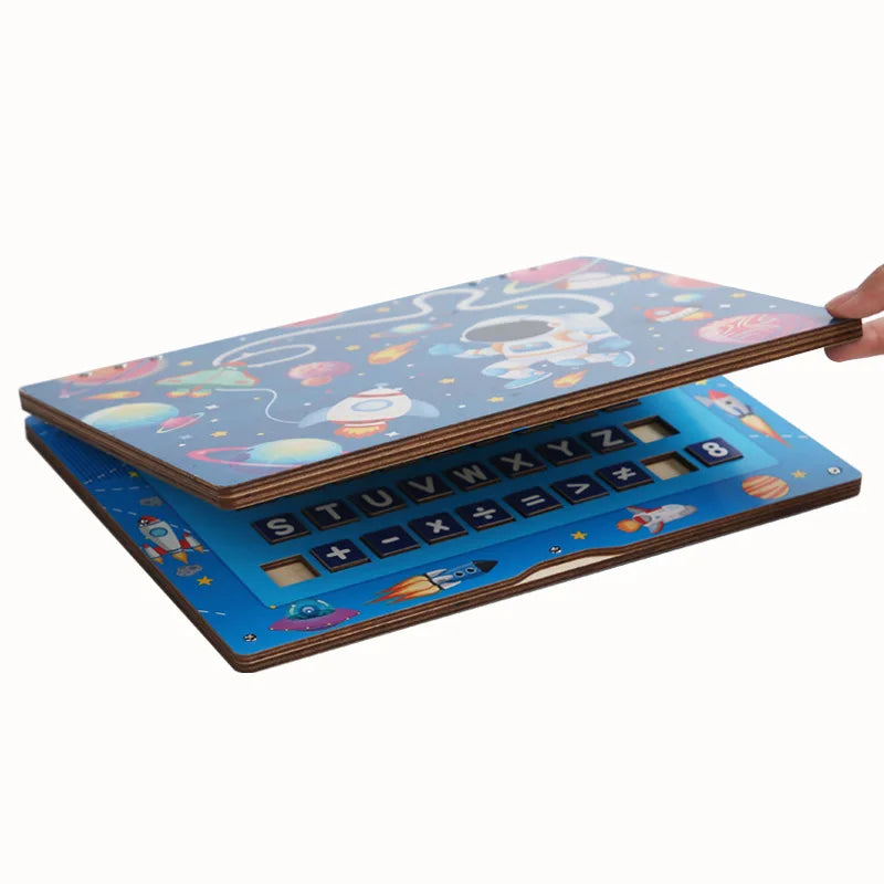 New Children Alphabet Letter Cognition Laptop Toy Early Learning Math Teaching Aids Educational Wooden Spelling Toys for Kids