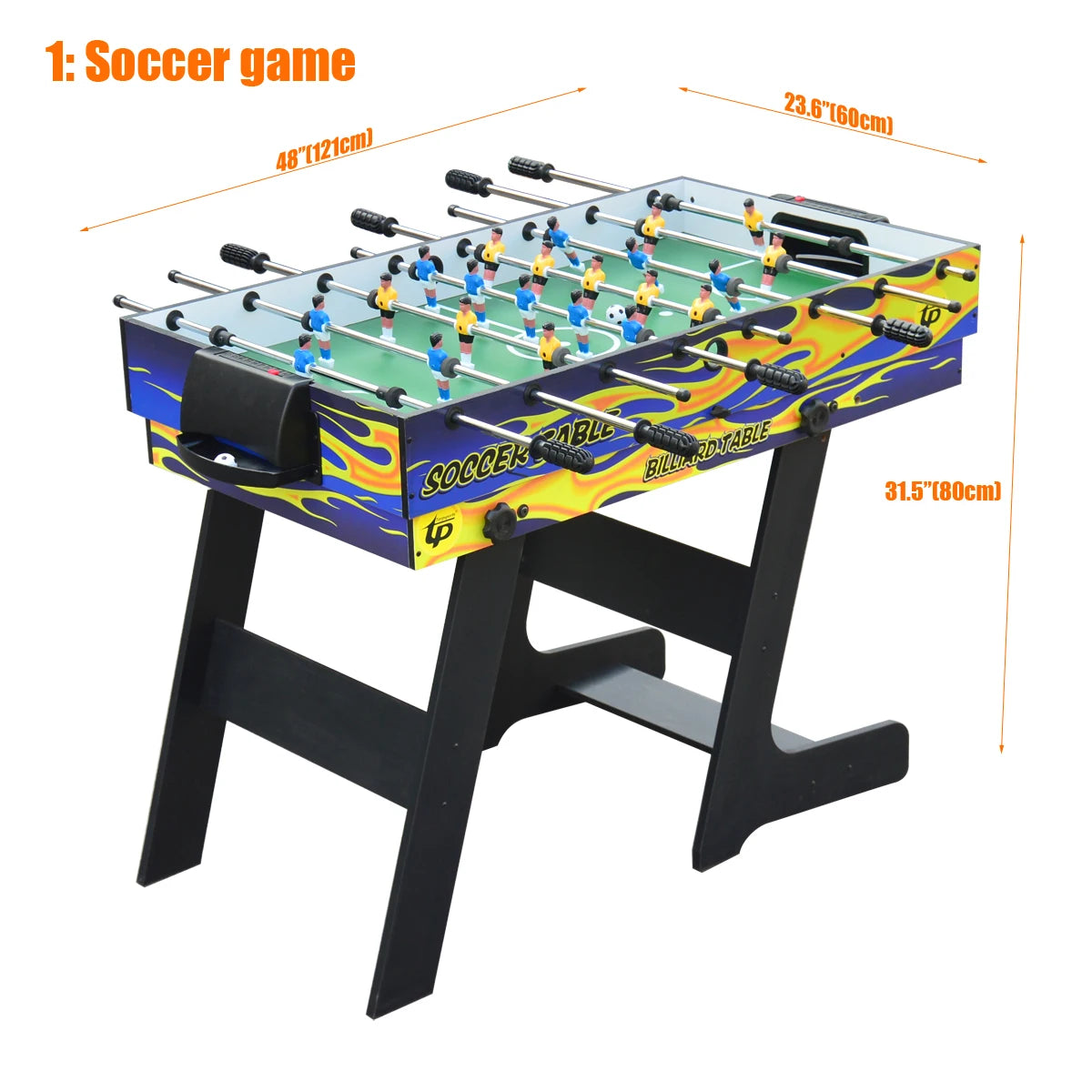 Folding 5-In-1 Multi Game Table, Standing Multi Function Game Table with Pool, Shuffleboard, Table Tennis Soccer Bowling 