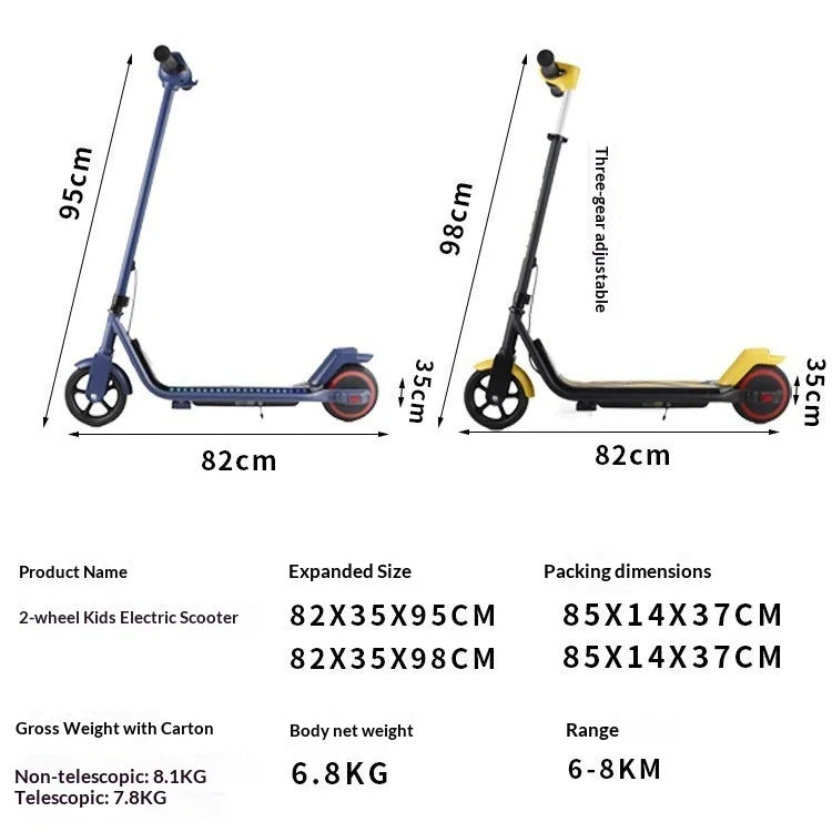 Cross-Border Children'S Mini Electric Kick Scooter Foldable Aluminum Alloy Retractable Handrail Kids 65-Inch Two-Wheel Age 5-10