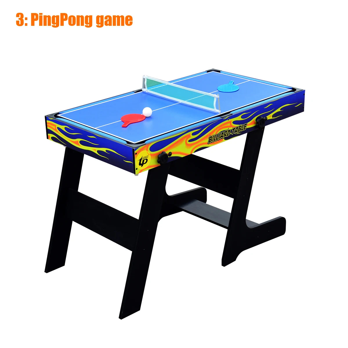 Folding 5-In-1 Multi Game Table, Standing Multi Function Game Table with Pool, Shuffleboard, Table Tennis Soccer Bowling 
