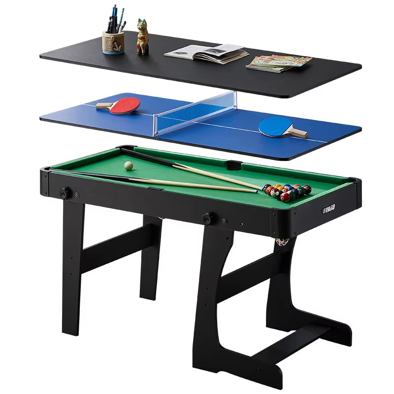 Mini 3-In-1 Folding Leg Billiard Pool Snooker Table for Kids Children with Dining and Table Tennis, Folding Pool Table